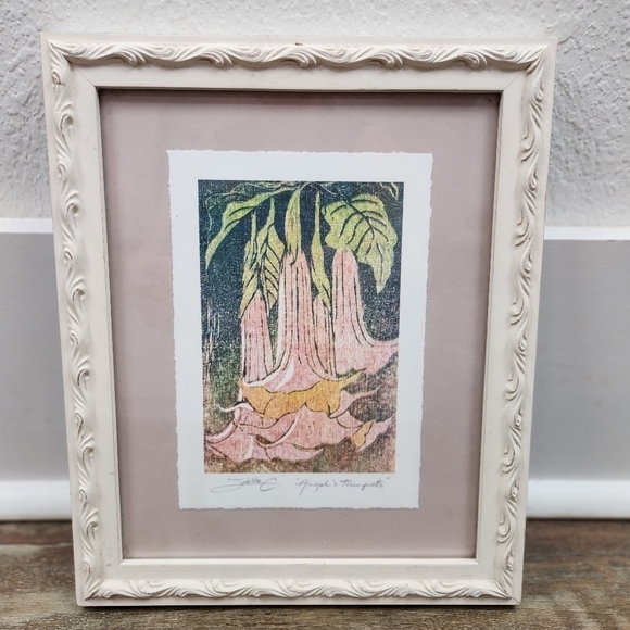 Joelle C's Angel's & Trumpets Signed Litho Print - Framed - Picture 2 of 8
